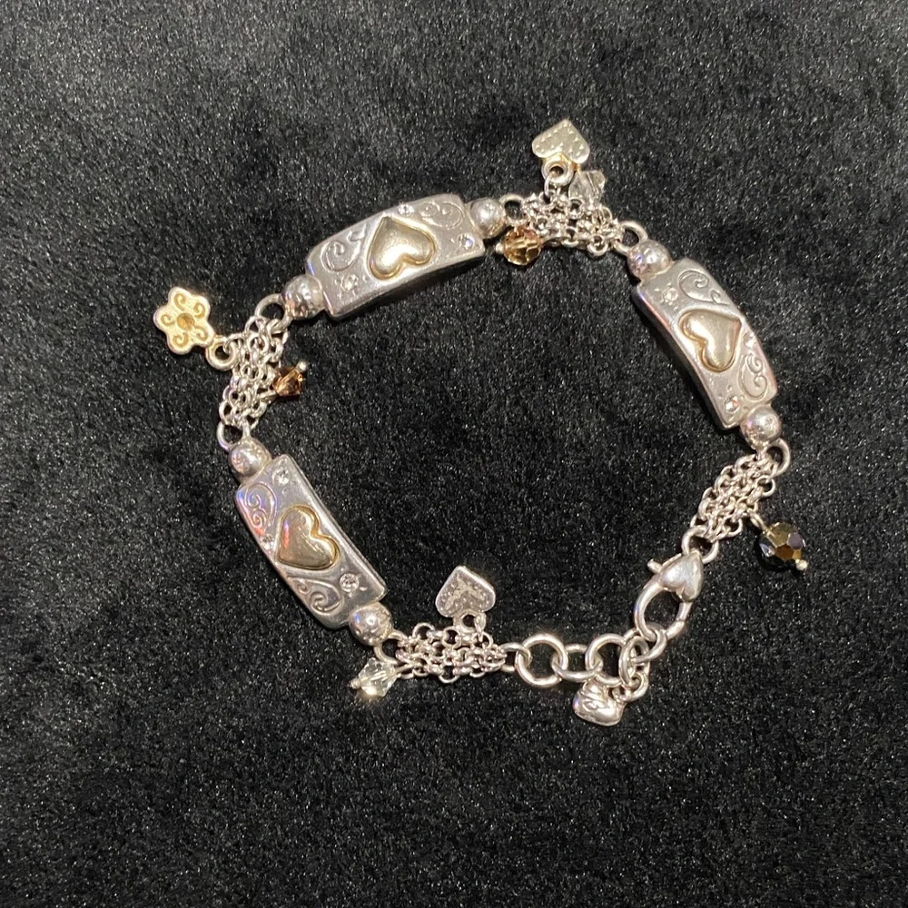 Brighton Silver and Gold Plating Heart Charm Bracelet